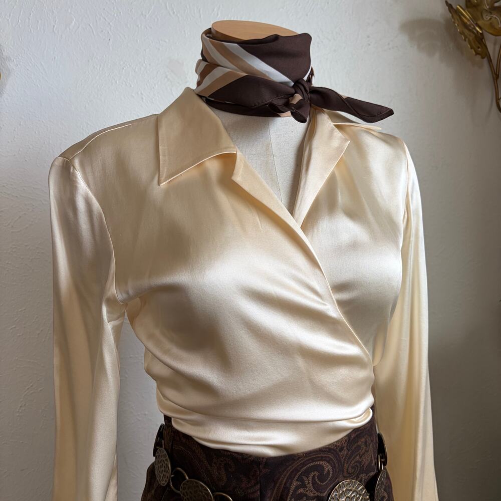 Vintage Silk Blend Wrap Top